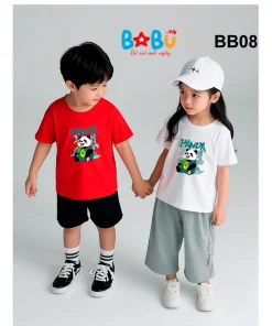 Áo 100% cotton cho bé trai và bé gái in hình Gấu trúc BB08