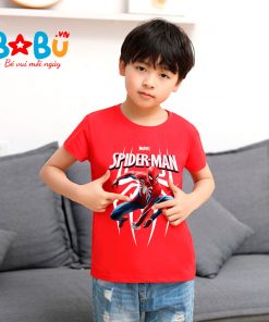 Áo 100% cotton in siêu nhân người nhện Spider-man đẹp cho bé trai BB13