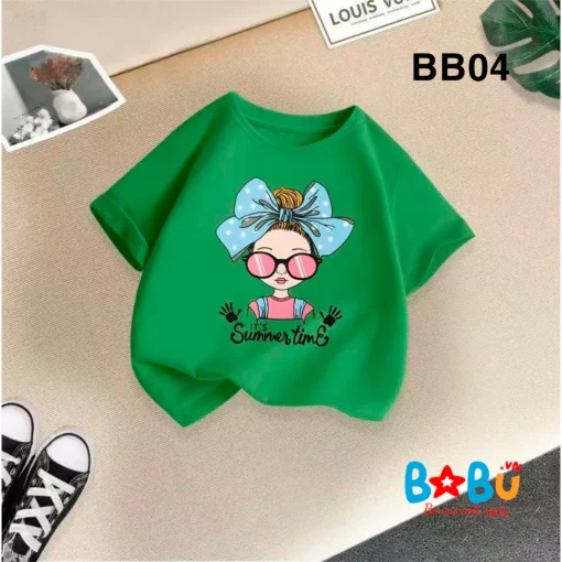 Áo phông 100% cotton đẹp in hình cô gái summer time BB04
