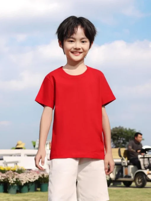 Áo thun 100% cotton đẹp màu đỏ cho bé may sẵn cho cả trai và gái