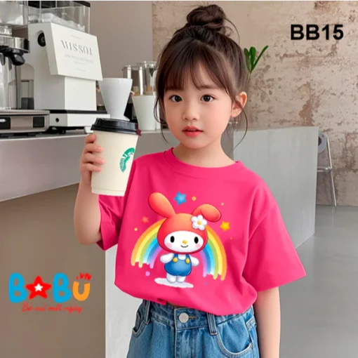 Áo thun Melody cute cầu vồng 100% cotton đẹp cho bé gái đẹp BB15