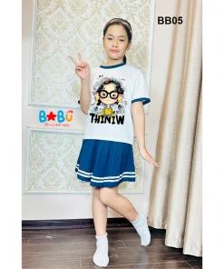 Bộ qần áo 100% cotton in hình cô giá tóc xù BB05