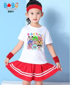 Bộ quần áo 100% cotton Baby Three đẹp cho bé gái - BB01