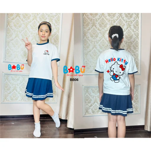 Bộ quần áo 100% cotton Hello Kitty đẹp 2025 - BB06